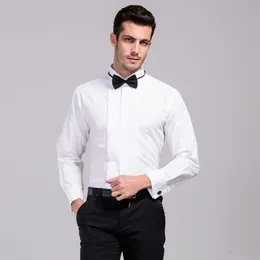 Nova chegada francês manguito asa ponta colarinho vestido formal dos homens camisas smoking camisas noivo casamento para homens palco costume207g