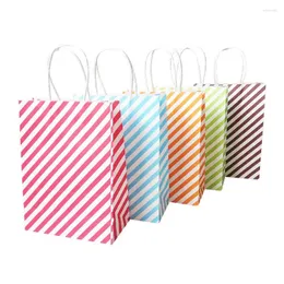 Gift Wrap 50 Pcs/lot 16x22cm Stripe Paper Bag Candy Color Decoration Year Favors And Gifts For Guests Kids Bags Party Supplies