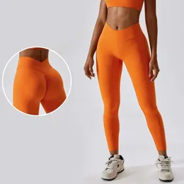 Lu Lu Yoga Scrunch Butt Fitness Леггинсы с V-образным вырезом на талии Спортивные брюки Lemonnn