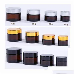 Packing Bottles Wholesale 5G 10G 15G 20G 30G 50G Empty Amber Glass Jars Face Cream Bottle Containers With Inner Liners And Gold Sier Otkjh