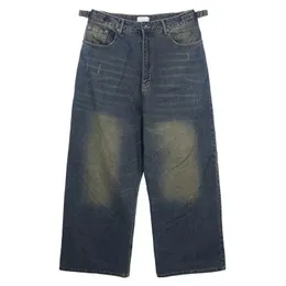 Męskie bluzy bluzy Mężczyźni workowate dżinsy streetwearne regulację talii szeroką nogę y2k vintage dżinsowe spodnie duże spodnie hip -hopowe 2023 Desinger dla człowieka 231018