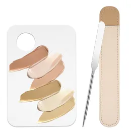 Makeup Spatula and Palette Set Acrylic Make up Mixing Palette Tray with Metal Cosmetic Foundation Spatula Scraper Tool Professional Beauty Applicators Kit