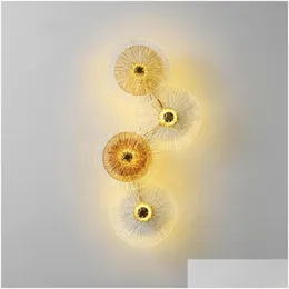 Wall Lamp Postmodern Light Luxury Living Room Background Bedside Personalized Glass Aisle Drop Delivery Home Garden El Supplies Deco Otm4T