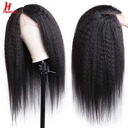 Synthetic Wigs Hairugo 13*1 t Part Kinky Straight Human Wigs Peruvian Remy Lace for Women High Density Wig 230227