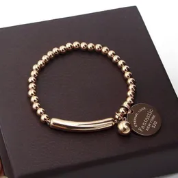 Länkkedja fina smycken rostfritt stål kulpärlor armband för kvinnor cirkel tagg charm strand armband k0001-2 g230208253k