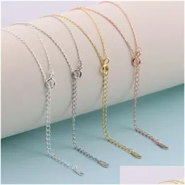 Chains S925 Stamped Link Chain Necklace 44Cm 925 Sterling Sier Choker Fit For Pendant Rose Gold Platinum Diy Jewelry Accessories Jewel Dh306