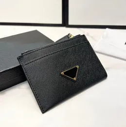 Mens Designer Bag Designer Wallet Card Holder Women Saffiano Purse Black Triangle Designer Pouch Pass Holders Holdare Cover Porte Monnaie Sacoche Luxury