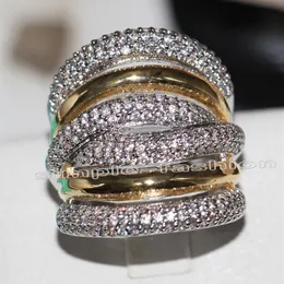 Fashion Jewelry Classic 236pcs Gem 5A Zircon stone 14KT White Yellow Gold Filled Engagement Wedding Band Ring Set Sz 5-11229K