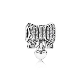 100% argento sterling 925 cubic zirconia semplice fiocco charms adatto originale europeo braccialetto di fascino moda donna fidanzamento matrimonio Je249U