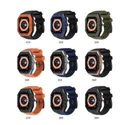 Armadura de proteção contra queda integrada com caixa de aço para relógios, kit de mod DIY adequado para pulseira de silicone para iWatch Series 9 7 6 5 4 SE, pulseira para Apple Watch tamanho 45 mm 44 mm