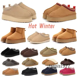 Australia Ultra Mini Platform Classic Warm Uggslie Boots Women Mini Platforma Snow Bot USA Winter Ful Fut Furfy Furry Satynowe kostki Boots Botki Tazz Kapters