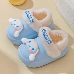 Children's cotton slippers winter cartoon new indoor cotton drag boys and girls cute non-slip thick warm baby cotton shoes blue