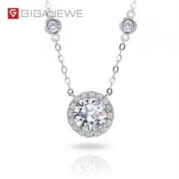 GIGAJEWE Collana Pandent Rotonda da 1 ct 6 5 mm EF Collana in Moissanite in Argento 925 Placcato Oro Bianco 18 Carati Regalo GMSN-017284v