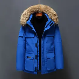 Masculino para baixo parkas gola de pele pato branco jaqueta de inverno masculino manter quente 30 graus à prova de vento com capuz engrossar casaco multibolso 231018