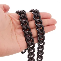 Catene da uomo larghe 15 mm, catena a maglie cubane, bracciale in acciaio inossidabile 316L, colore nero lucido, o collana di gioielli