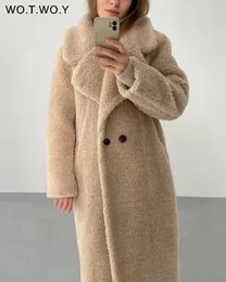 Pelliccia da donna finta autunno inverno cappotti lunghi spessi da donna manica vintage Teddy giacche calde capispalla casual oversize femminile 231017