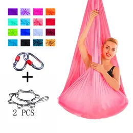 Bandas de resistência Flying Swing Yoga Hammock 5m Conjunto completo de acessórios cinto escalada fivela carabina margarida corda corrente 231017