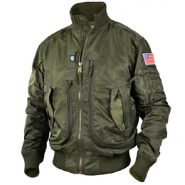 Mensjackor Män Taktisk militär Big Pocket Pilot Baseball Air Force Coat Armegreen Bomber Jacket Standcollar Motorcykel Outwear 231018