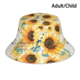 Basker lösa akvarell solrosor hink hatt sol mössa blommig botani bukett vackert vackert