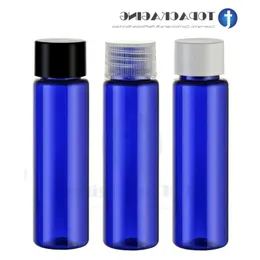 50pcs/lot-30ml cap cap bottle ، حاوية مستحضرات تجميلية بلاستيكية زرقاء ، قشرة فرعية للزيت الأساسي ، زجاجة شامبو فارغة ، كتف مسطح kdooj