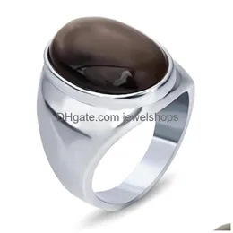 Wedding Rings Wedding Rings Blue Sand Stone Pomegranate Red Stainless Steel Vintage Jewelry Men Ring Rock For Jewelry Ring Dhtx0