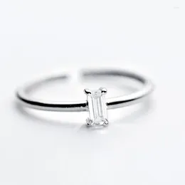 Cluster Rings Simple Single Zircon Stone For Women Wedding Jewelry 925 Sterling Silver Ring Female Accessories