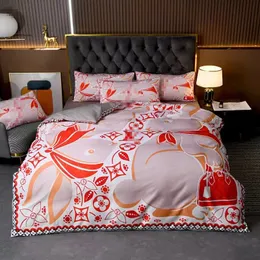 Sängkläder sätter lyxiga röda kanin klassiska tryck sängkläder täcker fyra stycken set ren bomull varm och bekväm sänguppsättning sovrum dekoration 1,5 m1,8 m säng