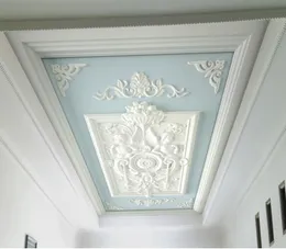 Personalizzato di qualsiasi dimensione 3D Murale Carta da parati Blu Soffitto Murales Soggiorno Divano Camera da letto Sfondo Carta da parati Soffitto in rilievo dipinto