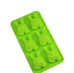 6 Holes Silica Gel Rabbit Cake Moulds Rabbits Shape Silicone Bread Pan Round Shape Mold Muffin Cupcake Baking Pans SN4483