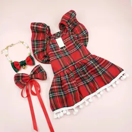 Одежда для собак, рождественская юбка на бретелях, осенне-зимняя одежда, одежда в клетку для кошек, одежда для маленьких собак 231017