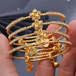4 teile / los Armband Welle Gold Farbe Armreif Dubai Armreifen Für Frauen Afrika Schmuck Äthiopischen Hochzeit Braut Gift273S