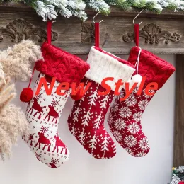 Party Decoration Sticked Christmas Stocking Socks Sack Nyårs Present Candy Bags Decorations For Home Xmas Tree Hanging Ornament Mm 10.18