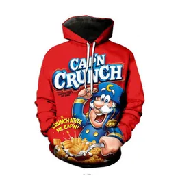 New Men Womens Food Crunch Berries面白い3DプリントファッショントラックスーツクルーネックヒップホップパーカーRG06231R