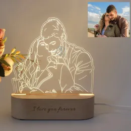 ノベルティアイテムパーソナライズされたギフトPO3Dランプカスタマイズされた結婚記念日バレンタインデイナイトライト画像テキスト彫刻231017