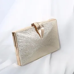 Abendtasche Hochzeit Clutch Bag Gold Geldbörse Damen Handtasche Party für Braut Metall Blatt Schloss Schulter Frauen Taschen 231017