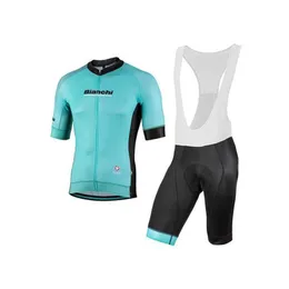 2023 Bianchi Cycling Jersey Set Quick-Dycle Cycling Stercling with 19D Gel Pad Summer Summer Men Men Pro Shorts Sleeves Bicycle