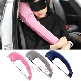 Sitt kuddar P Shape Travel Air Flight Inflatable Car Headrost Hold Pillow Head Neck Surport Confort Pouch Hold Pink Pink Auto Accessory Q231019