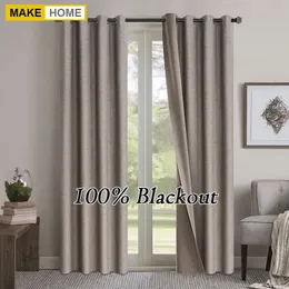 Gardin båda sidor linne 100% blackout gardiner för vardagsrum sovrum vattentätt trädgård tjocka gardiner draperier fönster gardin paneler 231018