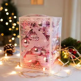 Inne imprezy imprezowe 30pcsbox Złote różowe urocze łosie świąteczne kulki ustawione drzewo wiszące ozdoby na rok Noel Navidad Xmas Deco 231017