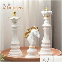 Decorative Objects & Figurines Decorative Objects Figurines Northeuins 3 Pcs/Set Resin International Chess Figurine Modern I Dhgarden Dhj0T