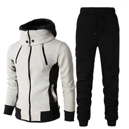 Homens Tracksuits Tracksuit 2 Peça Hoodie Atlético Sweatsuits Casual Terno Escuro Botões Meninos Colete Jaqueta Traje Mens Pinstripe