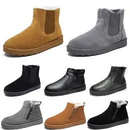 أحذية ثلجية بدون علامات تجارية متوسطة الرجال أحذية بنية اللون الأسود رمادي الجلد القطن في الهواء الطلق