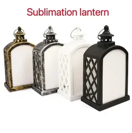 Sublimation Christmas LED Lanterns Fireplace Lamp Handheld Light Double Sided for Home and Outdoor Decorations ups 18