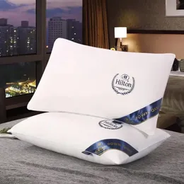 Подушка SHANHAO100% хлопок, однотонная, высококачественная подушка с вышивкой Hilton Fivestar el, защита шеи, одиночная забава 231017