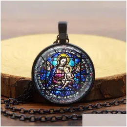 Ожерелья с подвесками Девы Марии, подвески, ожерелья, цепочка, винтажная бронзовая мода, счастливый цвет, женские христианские украшения, богиня Богоматери Dhgvz