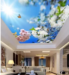 Grande mural papel de parede para decoração teto azul céu flor tetos 3d foto papel de parede mural