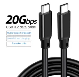 Typ-C Man till Male Data Cable 100W5A Snabbladdning Chip USB3.20 Gen2 Dual Male Public to Public 4K Projection Video Cable