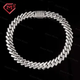 Iced Out Cuban New Design Hip Hop Chain for Mens 925 Sterling Silver 15mm Moissanite Cuban Baguette Chain