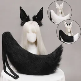Cadılar Bayramı Peluş Çakal Kedi Kulakları ve Kuyruk Cosplay Lolita Head Bandı Fox Jackal Cat Tail Hayvan Kulakları Meşber Kawaii AccessoriesCosplay