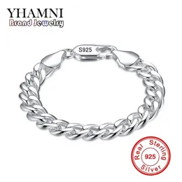 Yhamni Brand fina smycken 100% 925 Sterling Silver Bangles Armband för män Klassisk charmarmband S925 Stamped Men's Armele254N